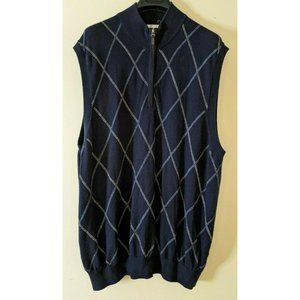 F&G Fairway & Greene Mens Blue Pattern 1/4 Zip Sweater Vest XL EUC
